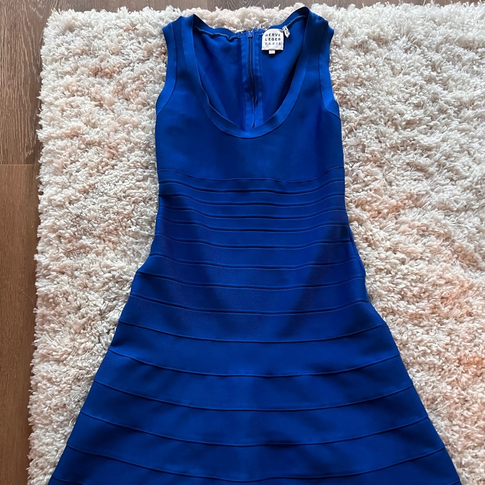 Herve Leger Vibrant Blue Mini Dress